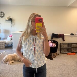 Women's Blue Patterned Top